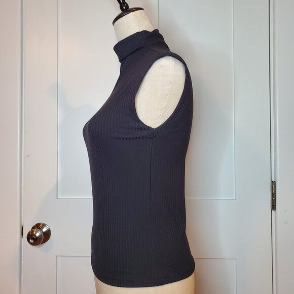 NWT ANN TAYLOR SZ XXS Black Knit Mock-neck Ribbed Shell Top - Picture 4 of 10